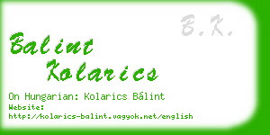 balint kolarics business card