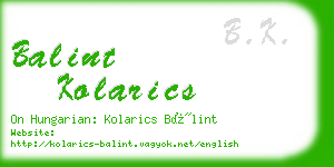 balint kolarics business card